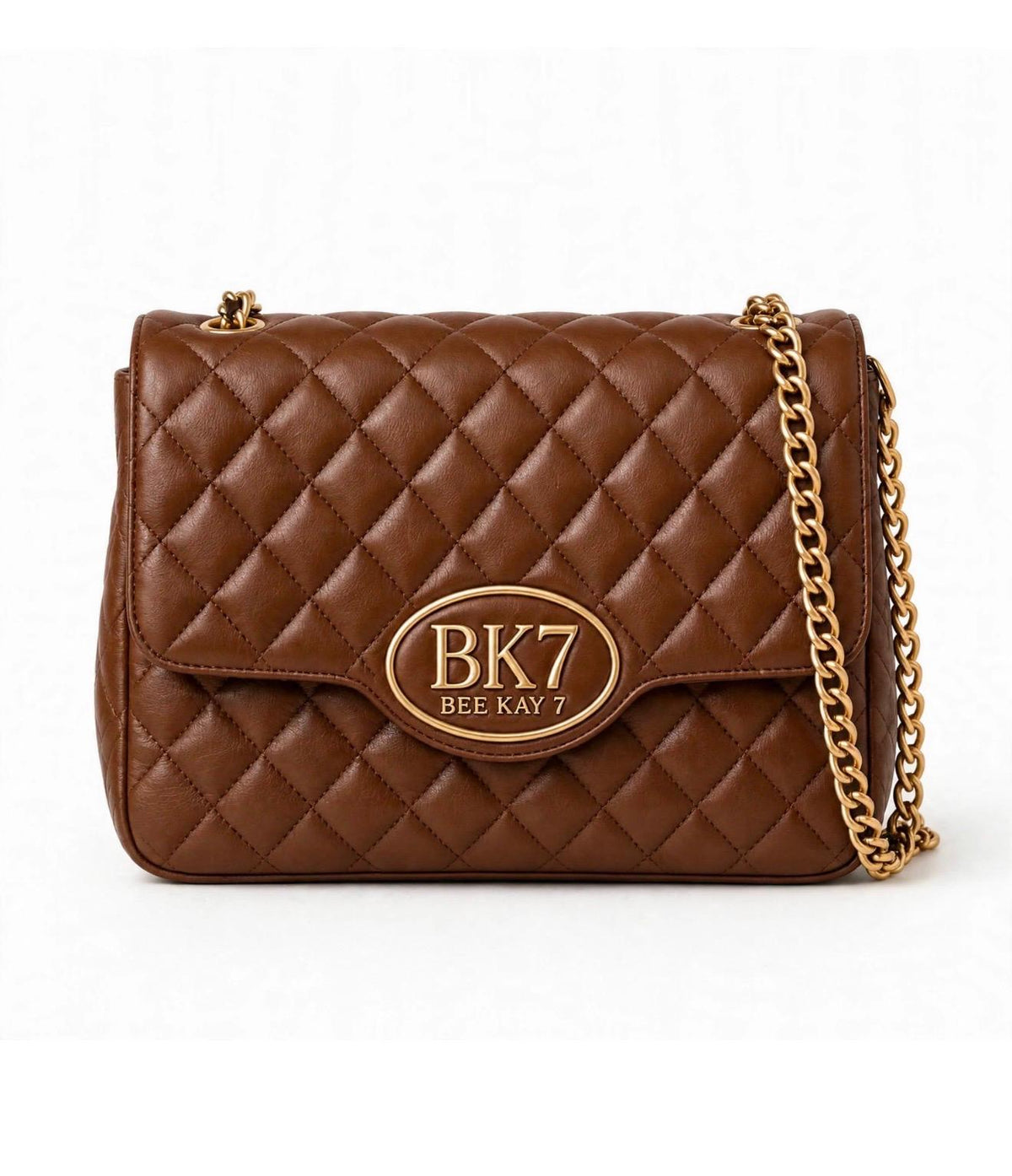 Sofia Luxury Purse with Gold Chain Shoulder Strap (Chocolate)