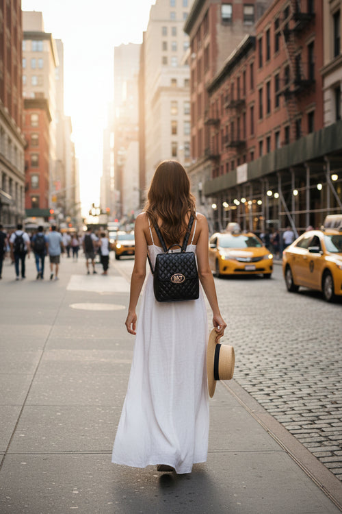 Mini Molly Backpack Purse in Black Leather