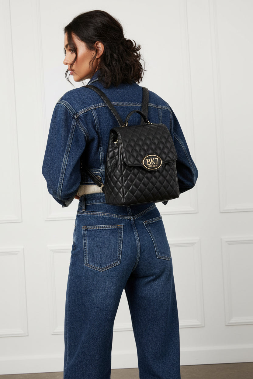 Mini Molly Backpack Purse in Black Leather