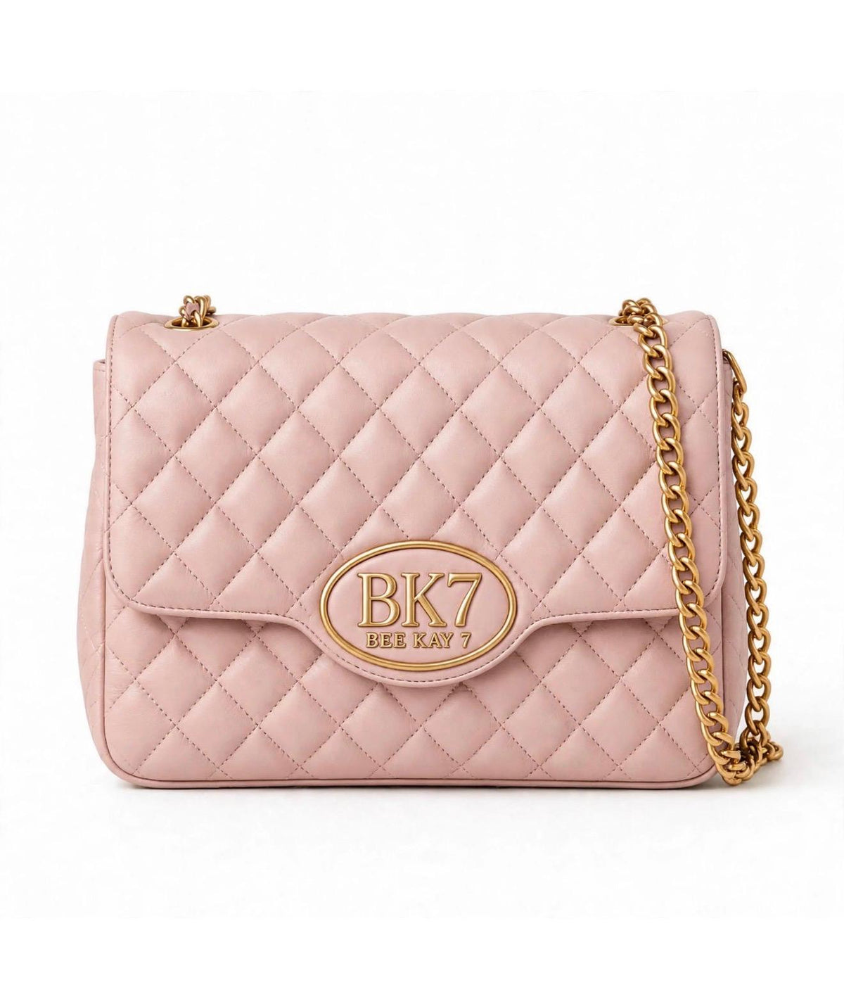 Sofia Luxury Purse with Gold Chain Shoulder Strap (Pink Rose)