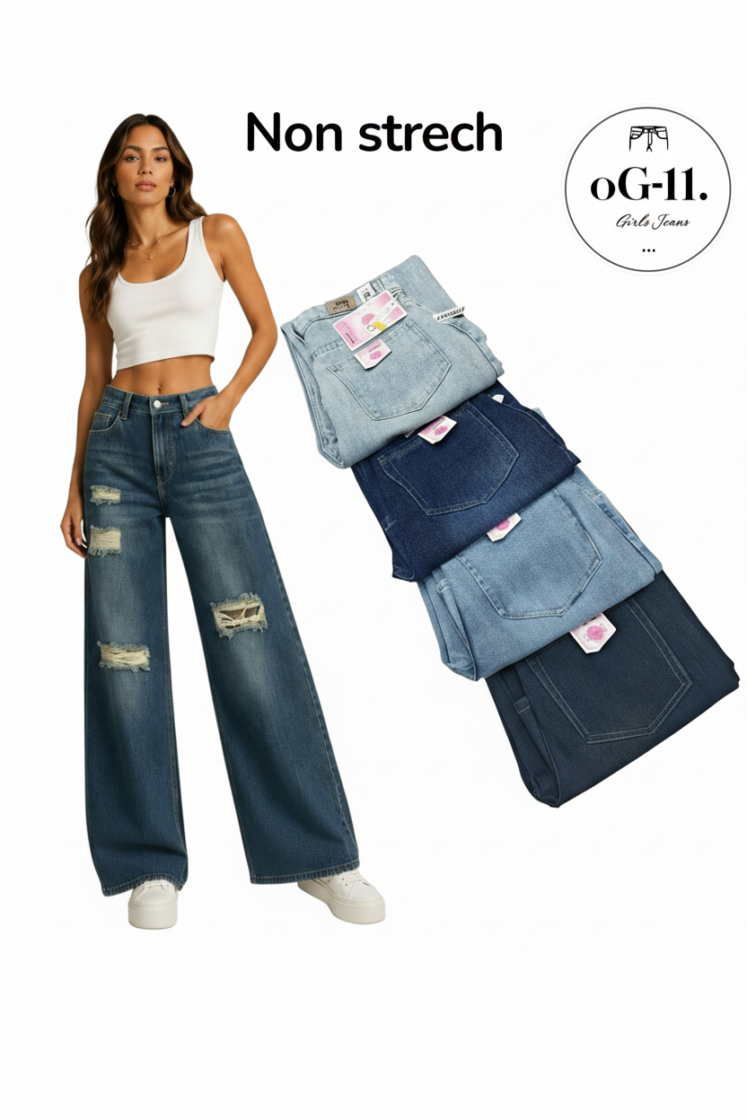 Women's ripped wide leg jeans in 5 washes