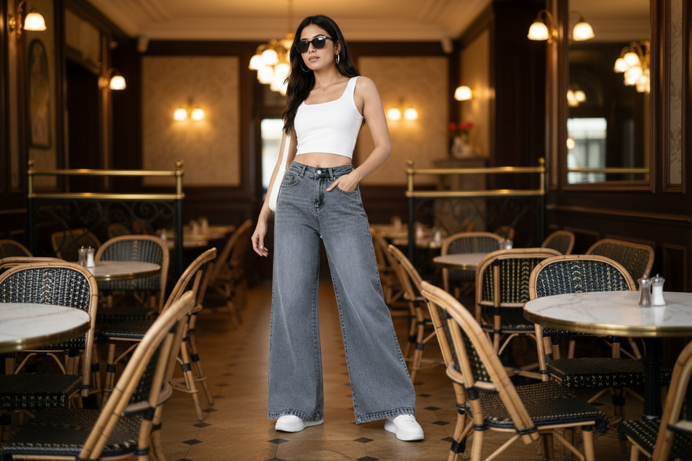 Women's Wide Leg Jeans - Clean No Logo